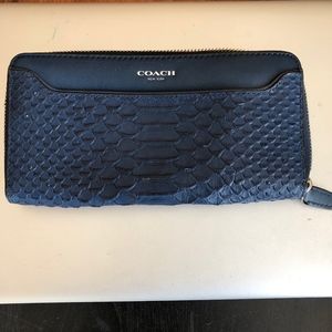 coach blue croc leather women wallet